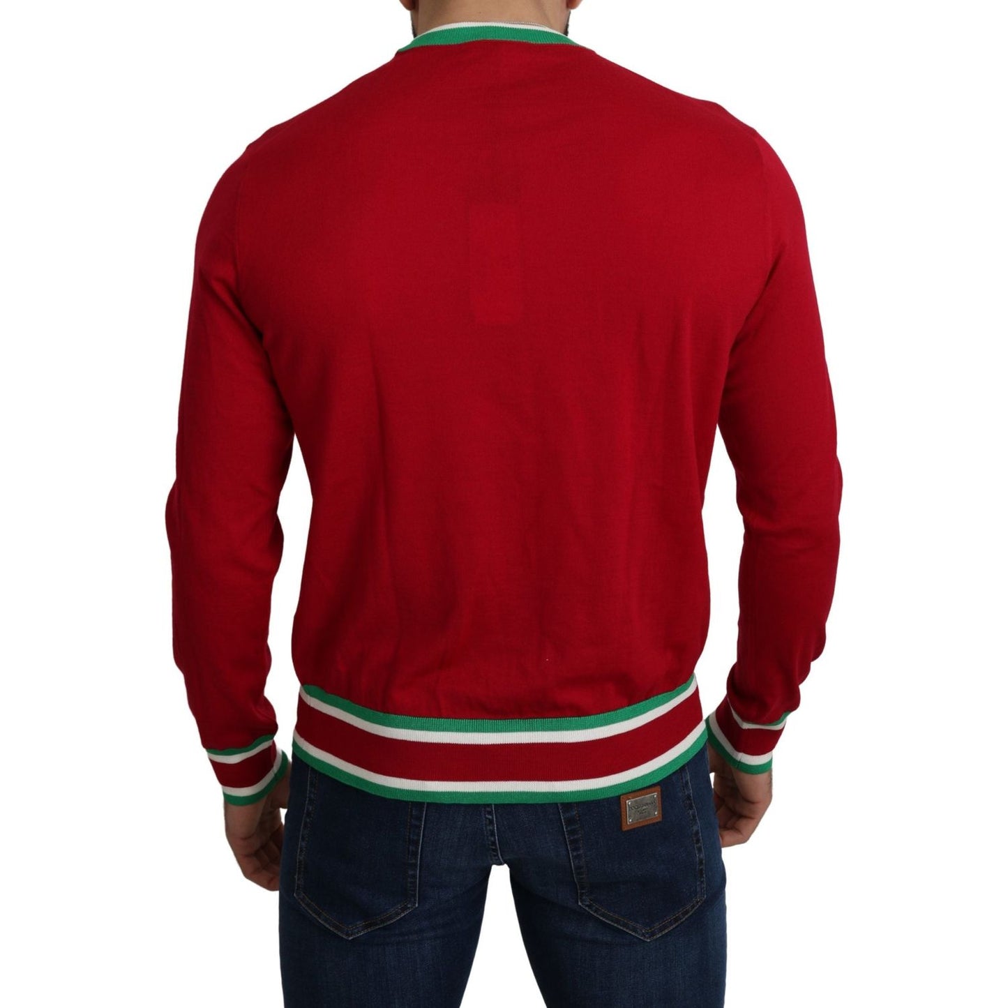 Dolce & Gabbana Elegant Red Wool-Silk Crewneck Sweater Dolce & Gabbana Dark Red