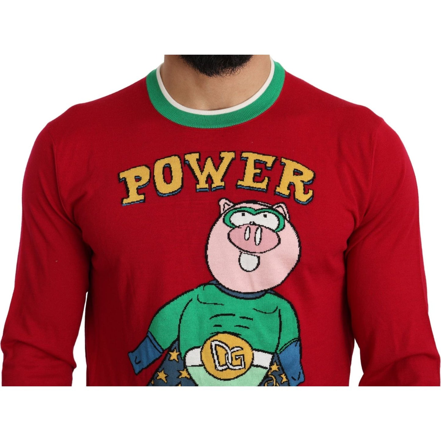 Dolce & Gabbana Elegant Red Wool-Silk Crewneck Sweater Dolce & Gabbana Dark Red