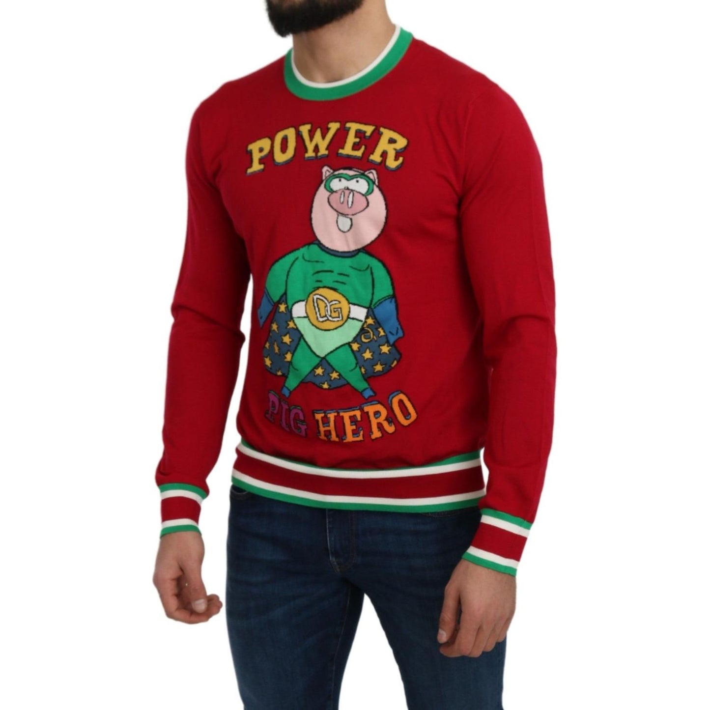 Dolce & Gabbana Elegant Red Wool-Silk Crewneck Sweater Dolce & Gabbana Dark Red