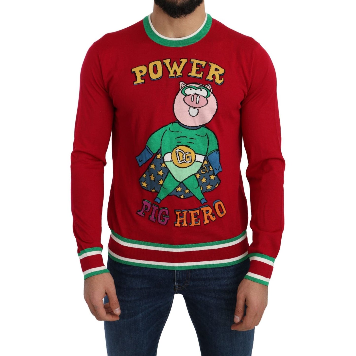 Dolce & Gabbana Elegant Red Wool-Silk Crewneck Sweater Dolce & Gabbana Dark Red