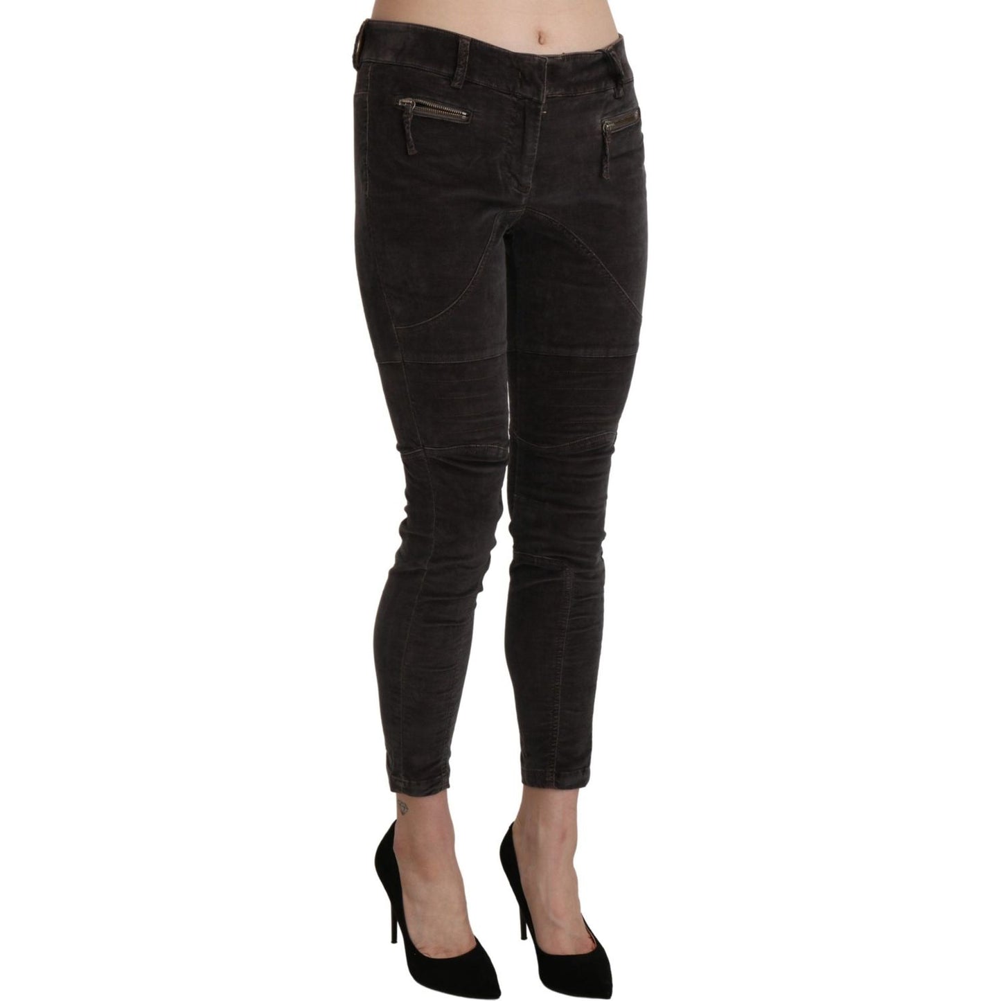 Ermanno Scervino Brown Velvet Capri Cropped Cotton Pants PAN71133-42