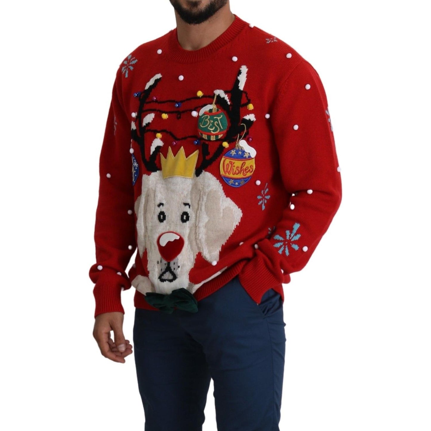 Dolce & Gabbana Elegant Christmas Cashmere Sweater Dolce & Gabbana Dark Red