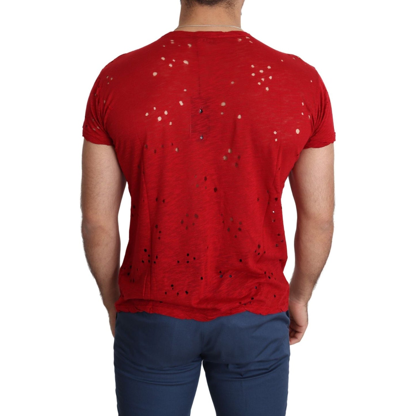 Guess Radiant Red Cotton Stretch T-Shirt Guess Brown