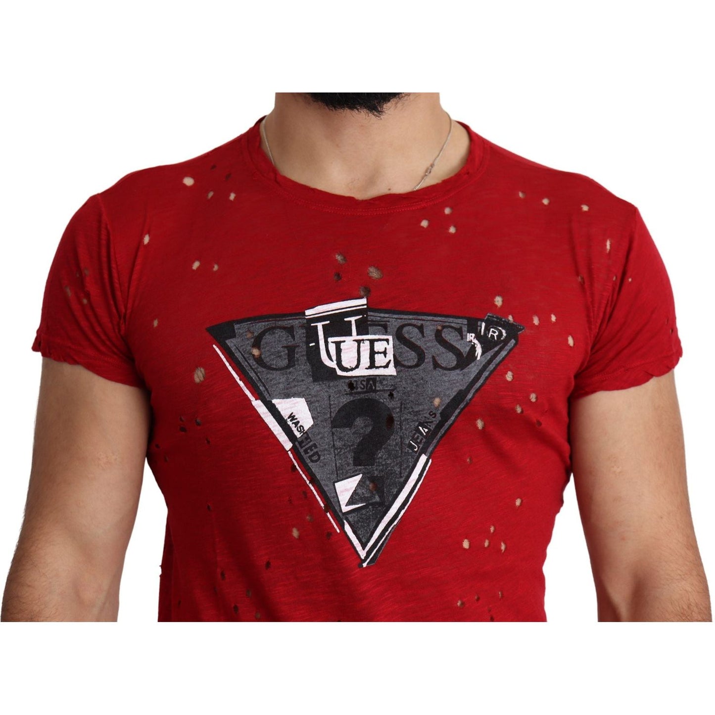 Guess Radiant Red Cotton Tee Perfect For Everyday Style Guess Brown