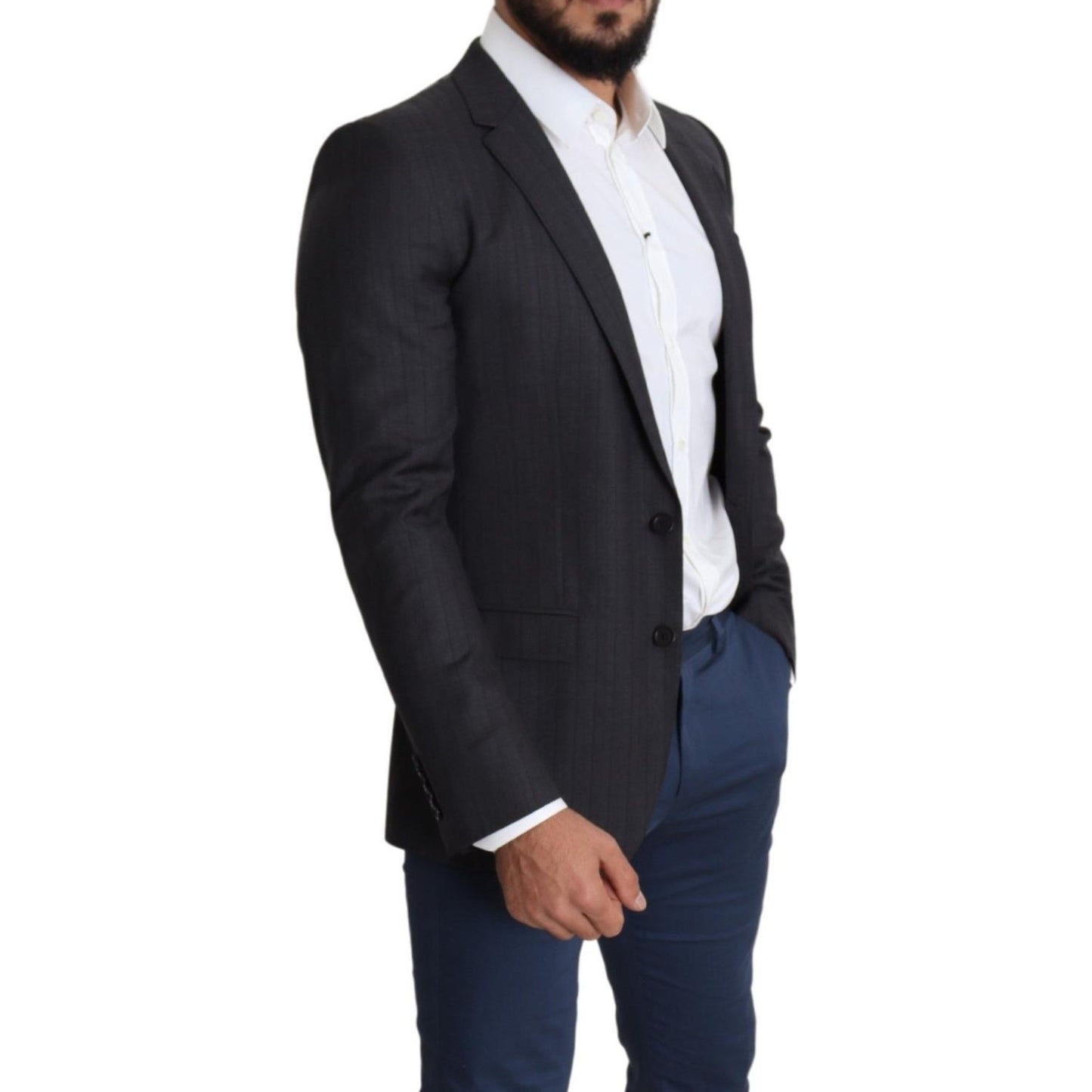 Dolce & Gabbana Elegant Black Virgin Wool Martini Blazer Dolce & Gabbana Dark Slate Gray