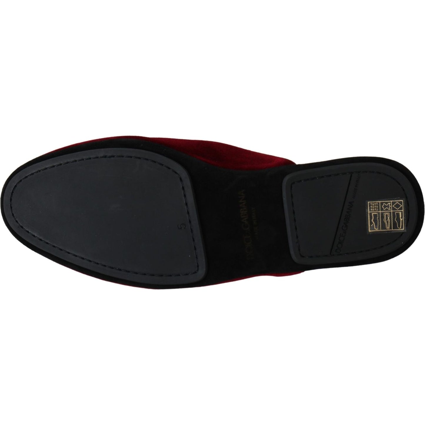 Dolce & Gabbana Red Velvet Embroidered Slides Dolce & Gabbana Black