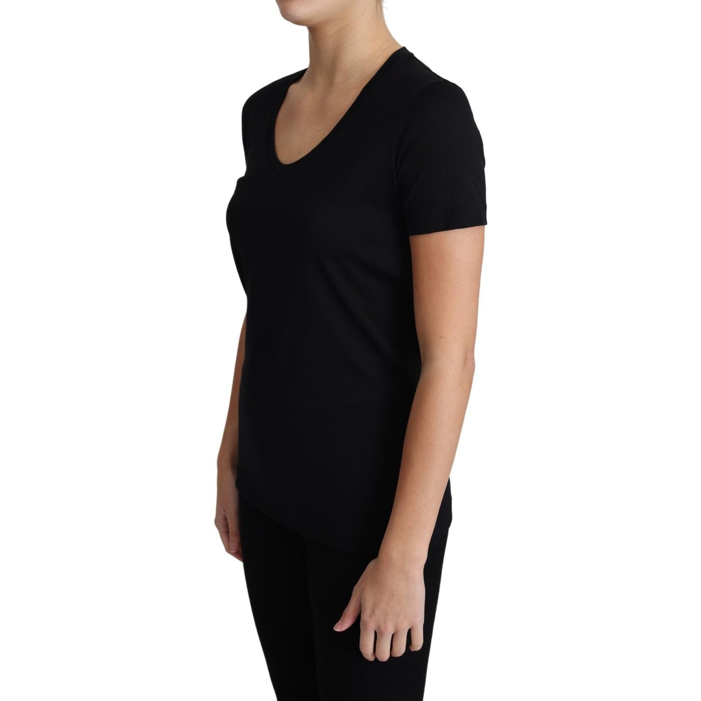 Dolce & Gabbana Elegant Black Wool Round Neck T-Shirt Dolce & Gabbana Rosy Brown