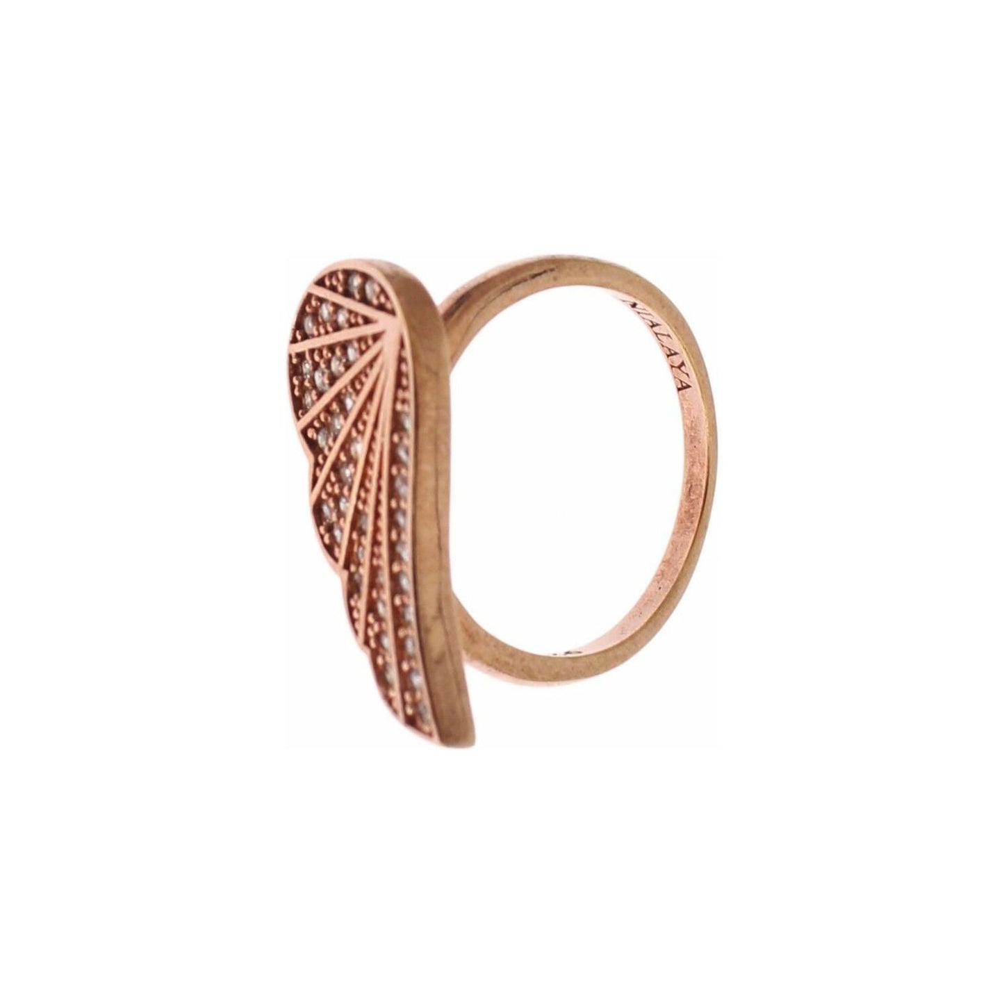 Nialaya Elegant Pink Gold CZ Crystal Ring Ring Nialaya Rosy Brown