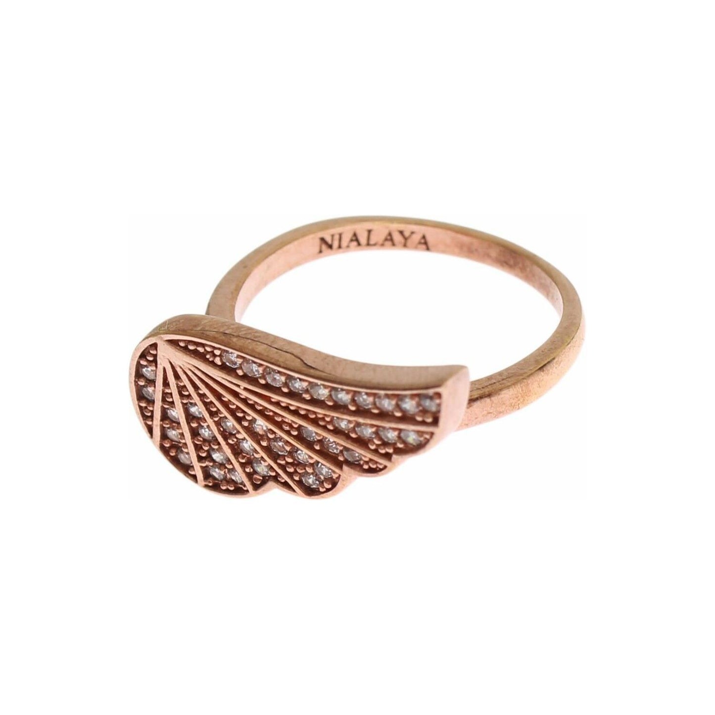 Nialaya Elegant Pink Gold CZ Crystal Ring Ring Nialaya Rosy Brown