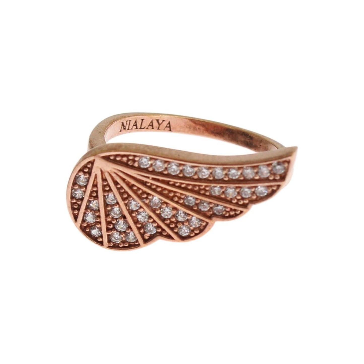 Nialaya Elegant Pink Gold CZ Crystal Ring Ring Nialaya Rosy Brown