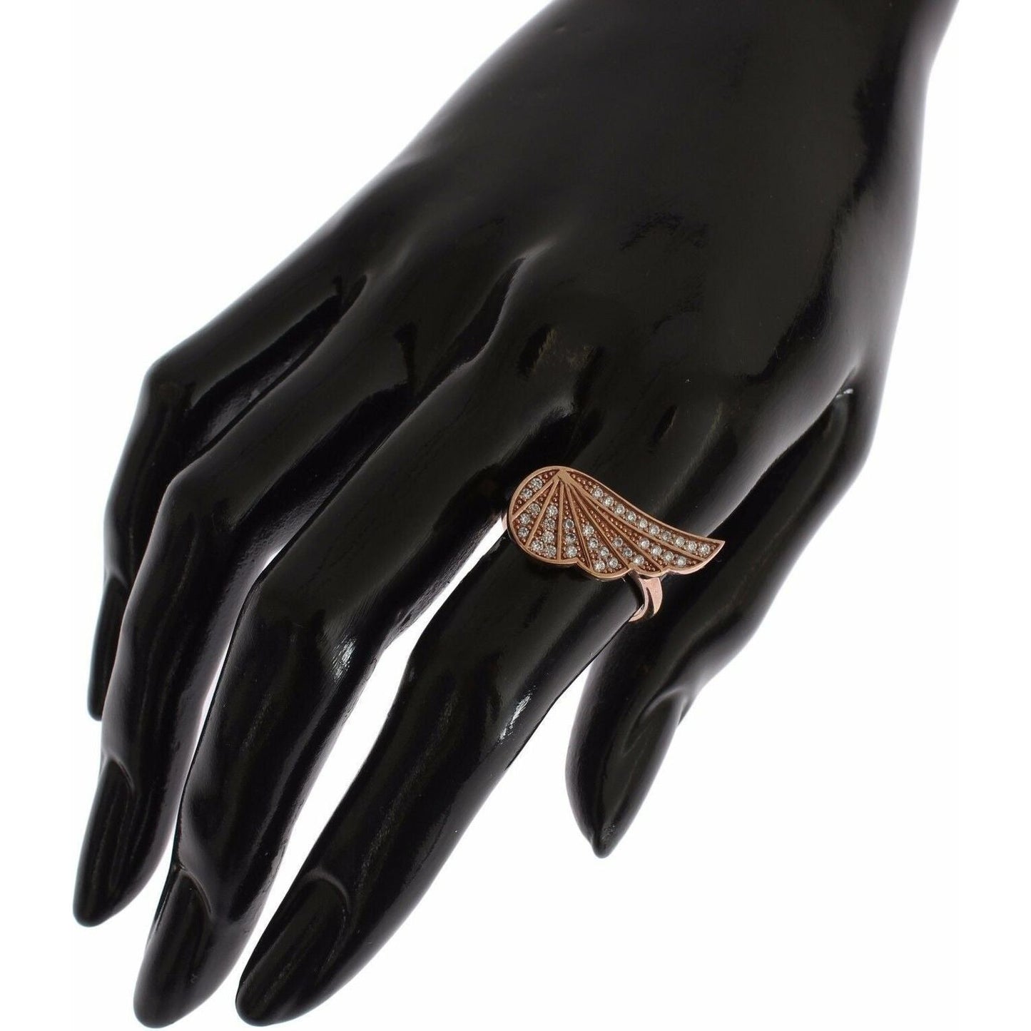 Nialaya Elegant Pink Gold CZ Crystal Ring Ring Nialaya Black