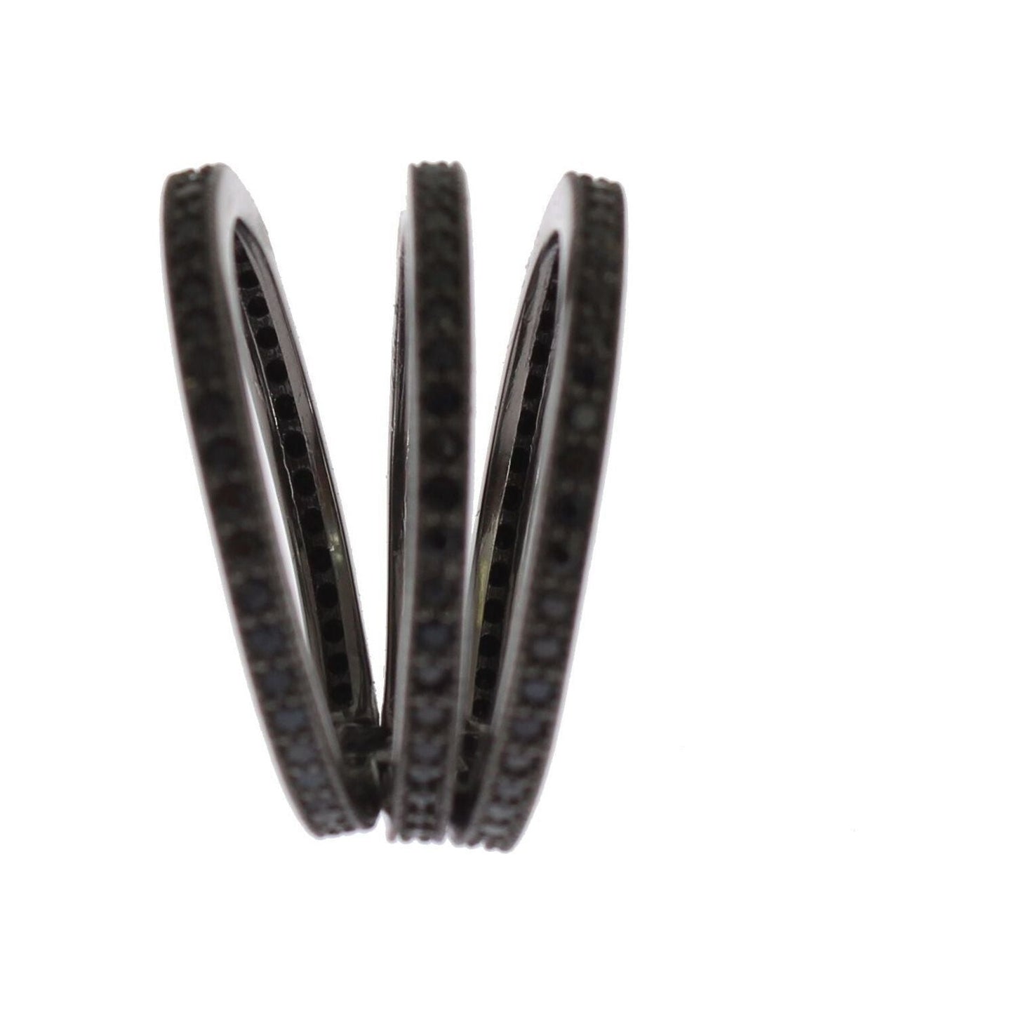 Nialaya Elegant Black Rhodium Silver Crystal Ring Ring Nialaya Dark Slate Gray