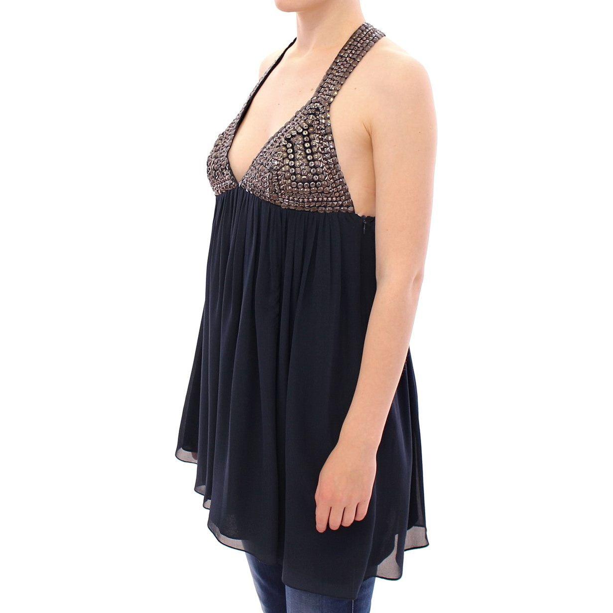 Anaikka Elegant Navy Blue Sleeveless Blouse Anaikka Dark Slate Gray
