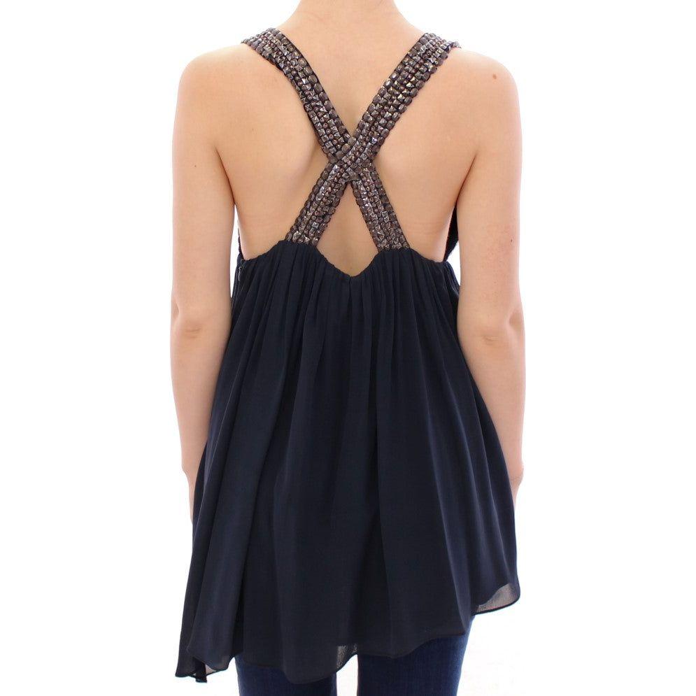Anaikka Elegant Navy Blue Sleeveless Blouse Anaikka Dark Slate Gray