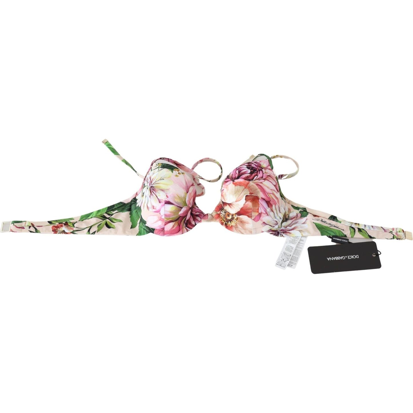 Dolce & Gabbana Floral Elegance Elastic Bikini Top Dolce & Gabbana Light Gray