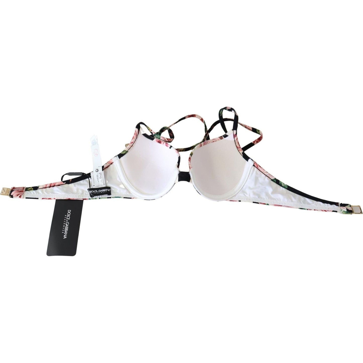 Dolce & Gabbana Elegant Rose Print Bikini Top Dolce & Gabbana Light Gray