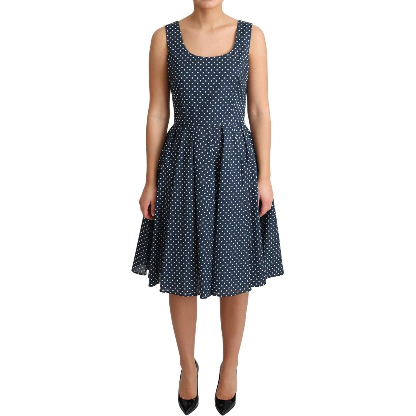 Dolce & Gabbana Polka Dot Sleeveless A-Line Dress Dolce & Gabbana Tan