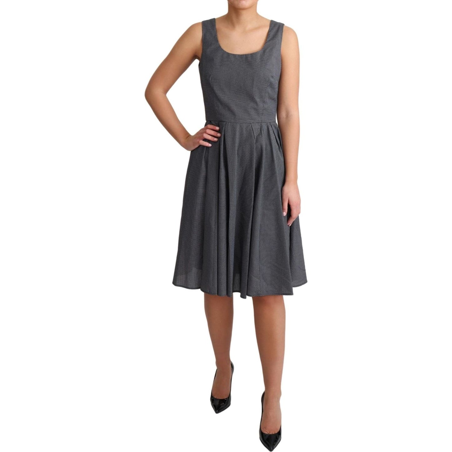 Dolce & Gabbana Elegant Sleeveless Polka Dot A-Line Dress Dolce & Gabbana Dark Slate Gray