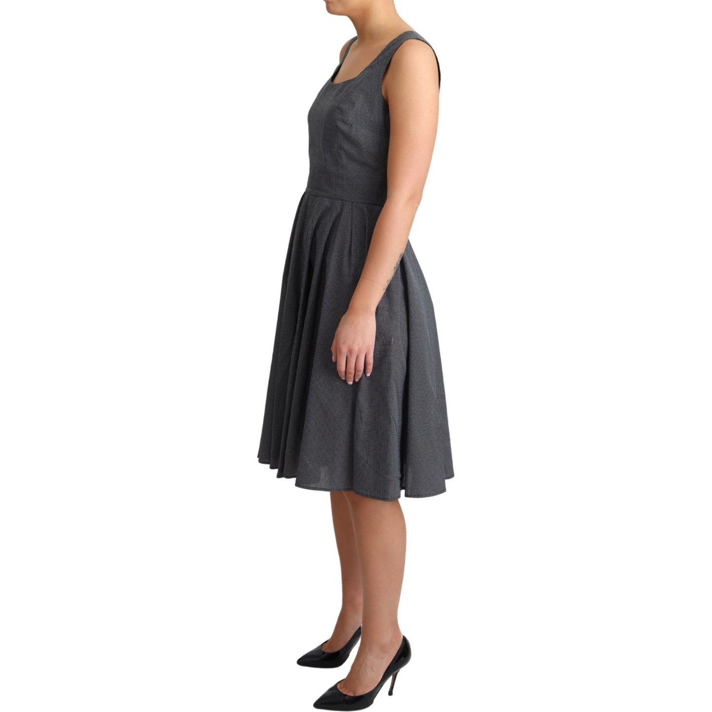 Dolce & Gabbana Elegant Sleeveless Polka Dot A-Line Dress Dolce & Gabbana Dark Slate Gray
