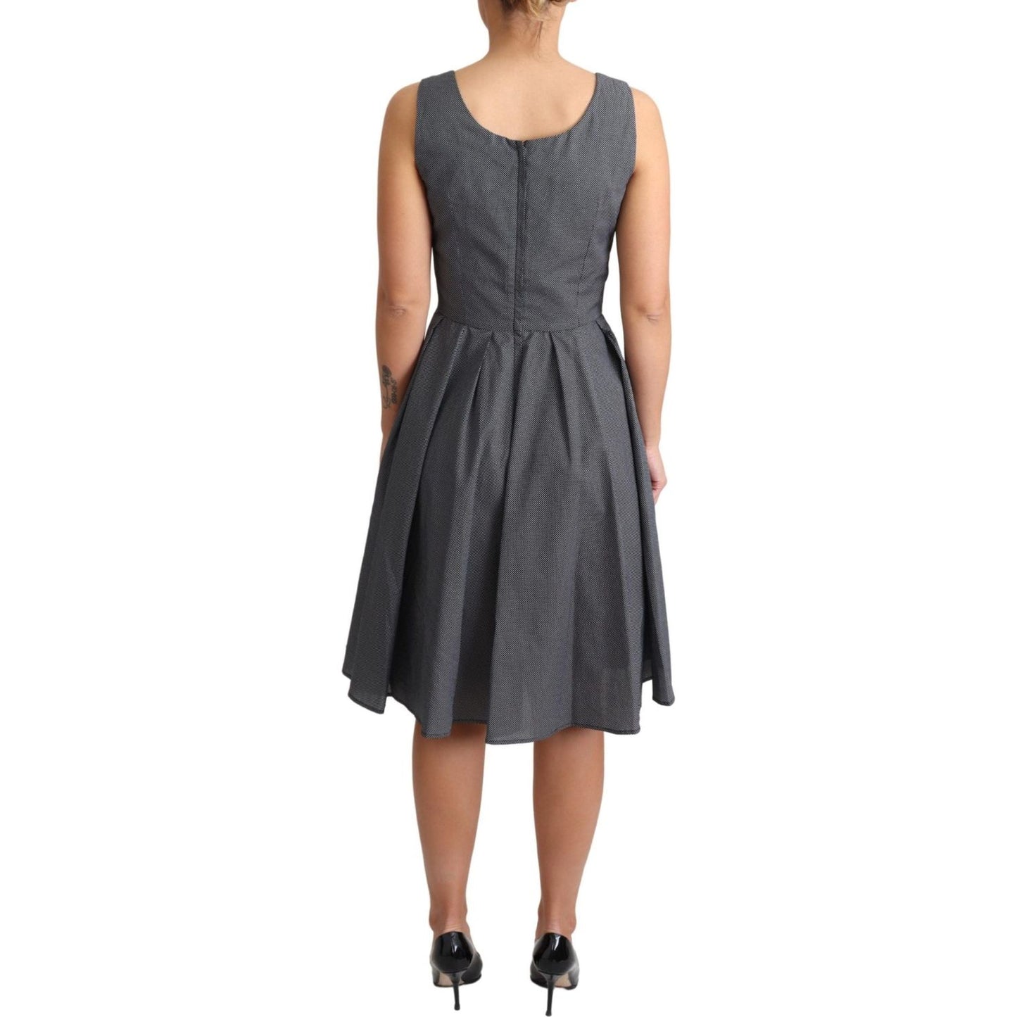 Dolce & Gabbana Elegant Sleeveless Polka Dot A-Line Dress Dolce & Gabbana Dark Slate Gray