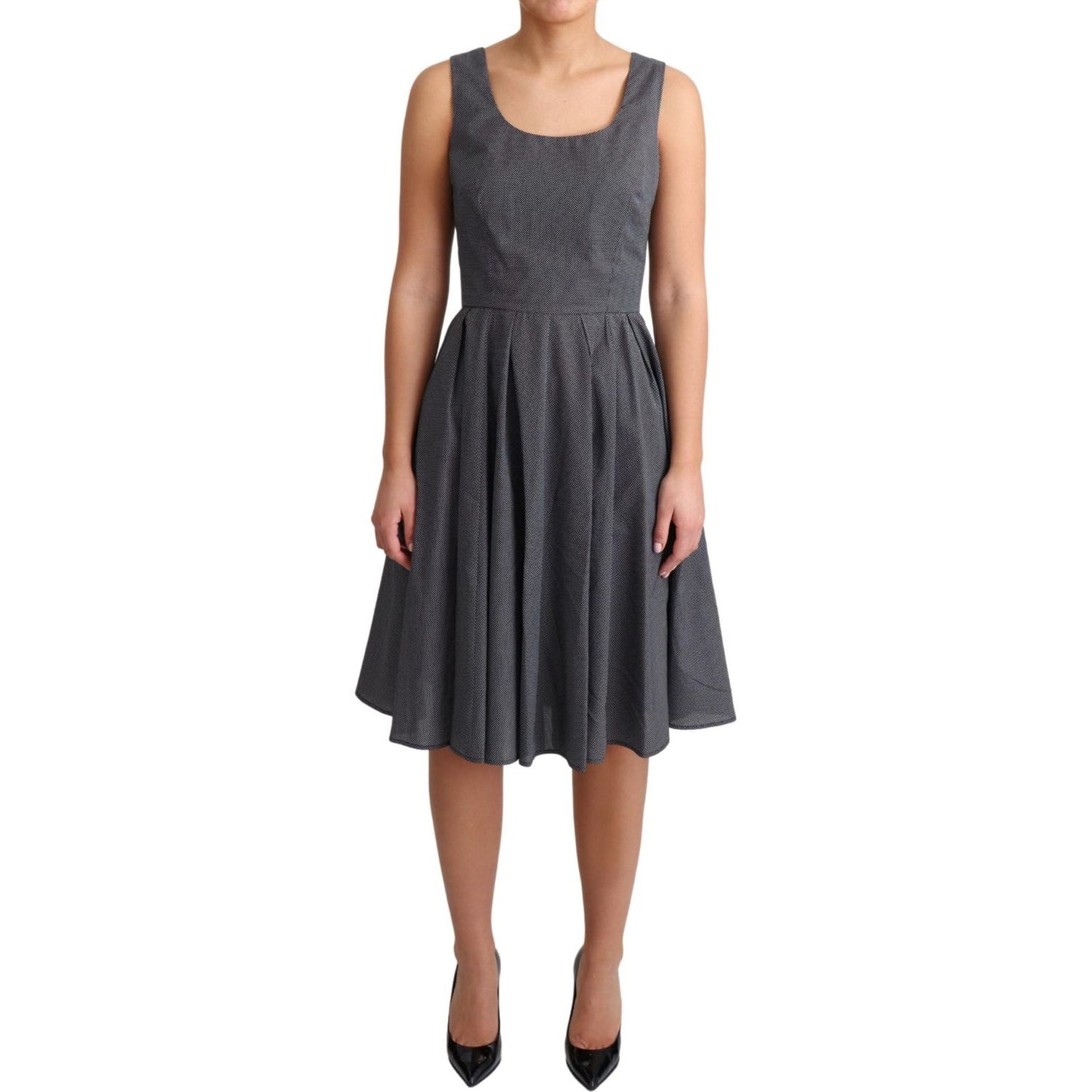 Dolce & Gabbana Elegant Sleeveless Polka Dot A-Line Dress Dolce & Gabbana Dark Slate Gray