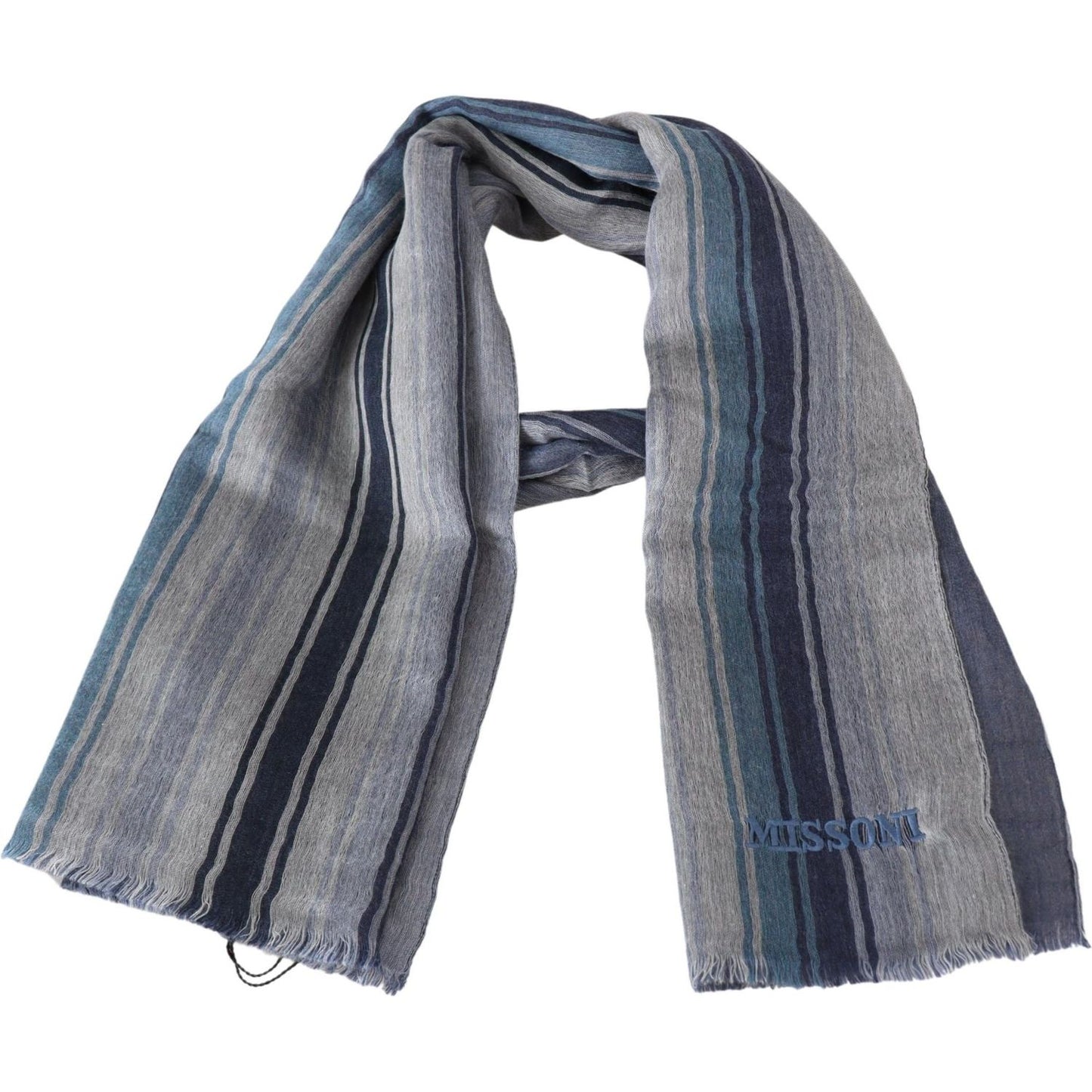 Missoni Elegant Multicolor Wool Scarf with Logo Embroidery Missoni Dim Gray