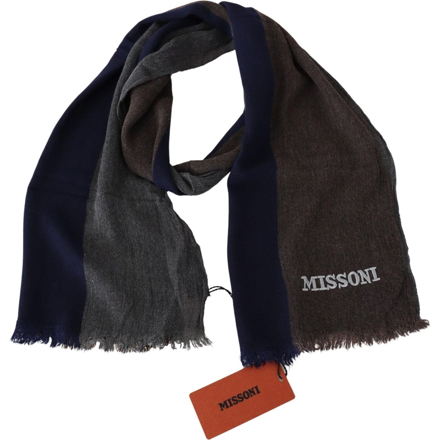 Missoni Elegant Multicolor Wool Scarf with Signature Embroidery Missoni Dark Slate Gray