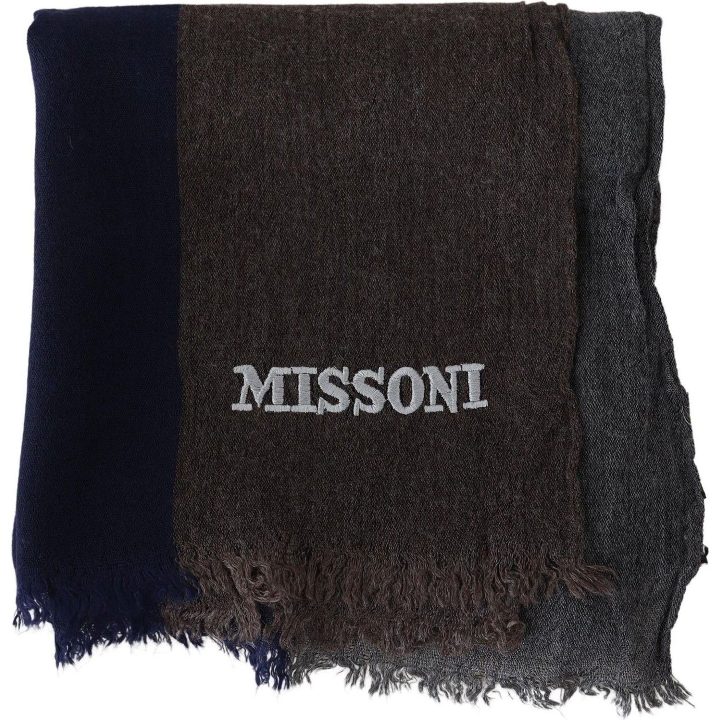 Missoni Elegant Multicolor Wool Scarf with Signature Embroidery Missoni Black