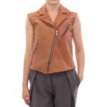 La Maison du Couturier Brown Leather Jacket Vest GSS10168-2