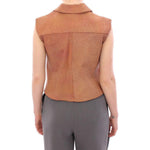 La Maison du Couturier Brown Leather Jacket Vest GSS10168-2