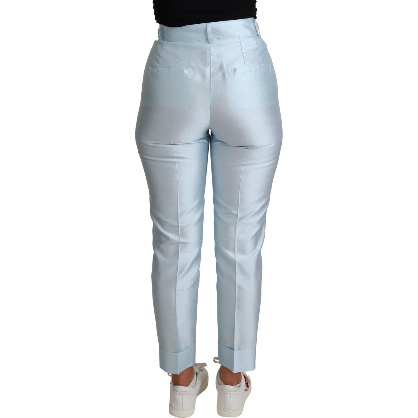 Dolce & Gabbana Elegant High-Waisted Silk Trousers Dolce & Gabbana Gray