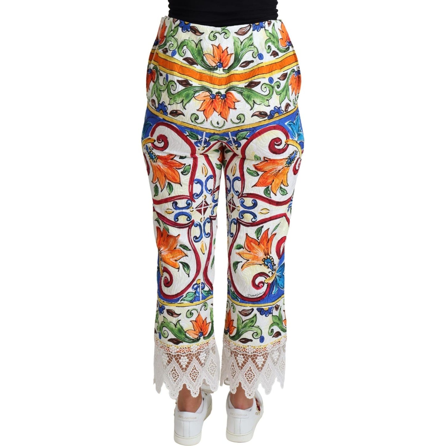 Dolce & Gabbana Majolica High Waist Cropped Trousers Dolce & Gabbana Gray
