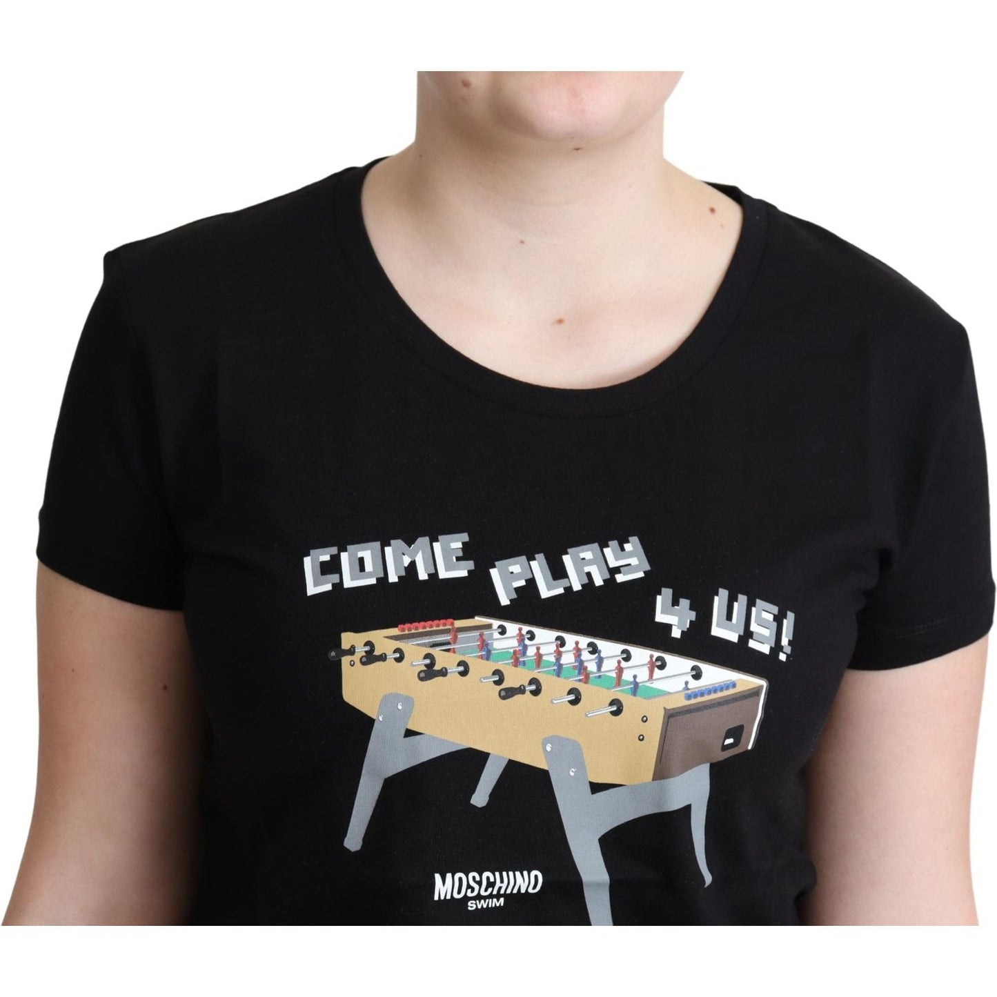 Moschino Chic Black Cotton Tee with Playful Print Moschino Black