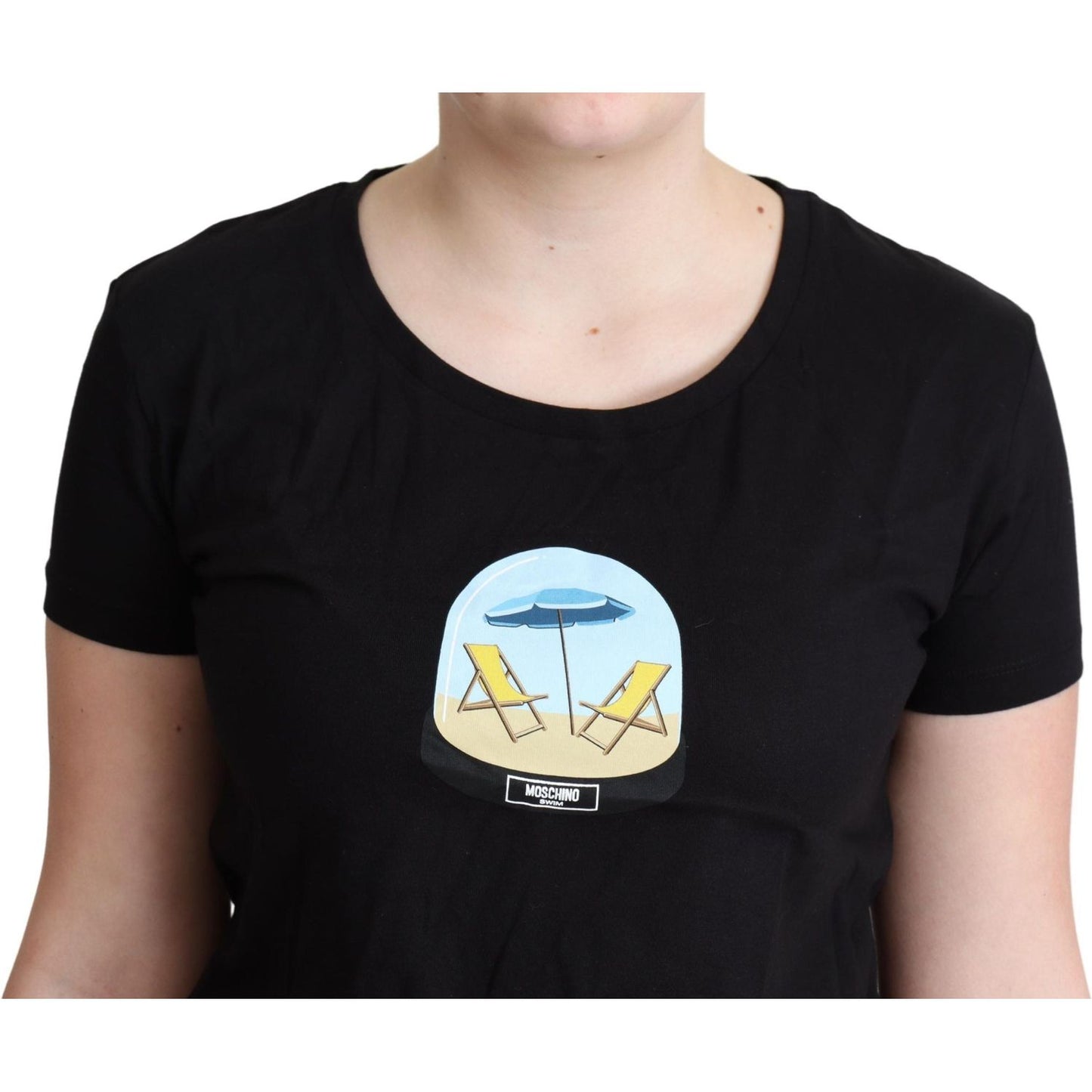 Moschino Chic Black Cotton Round Neck Tee Moschino Black