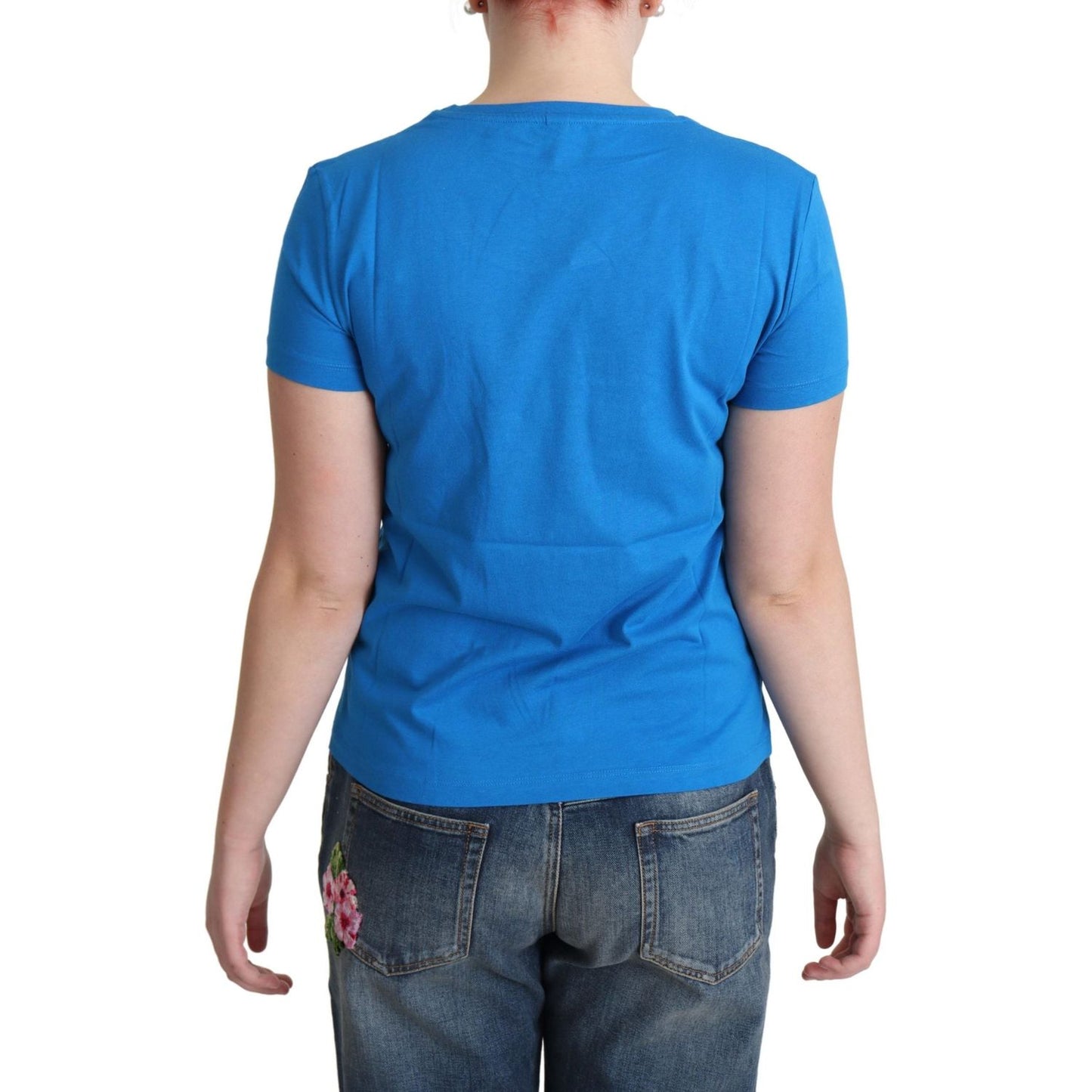 Chic Moschino Cotton Tee with Unique Print Moschino Steel Blue