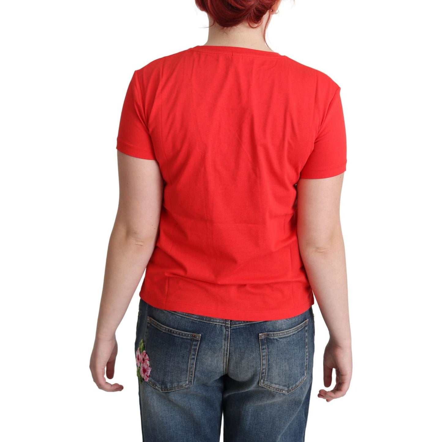 Moschino Chic Red Graphic Cotton Tee Moschino Dark Slate Gray