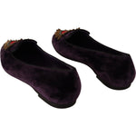 Dolce & Gabbana Purple Velvet DG Heart Loafers Flats Shoes LA9034-35