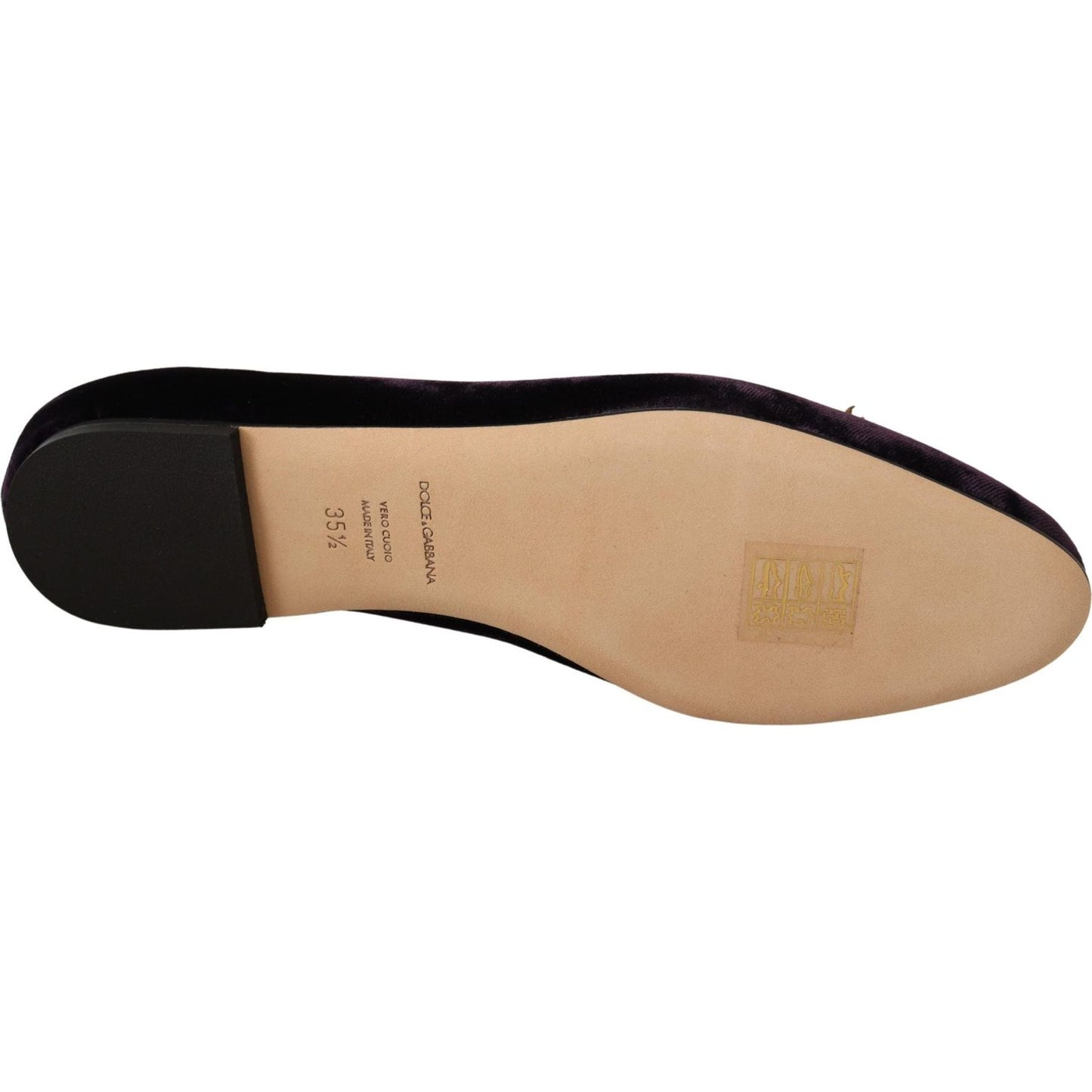 Dolce & Gabbana Purple Velvet DG Heart Loafers Flats Shoes LA9034-35