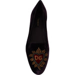 Dolce & Gabbana Purple Velvet DG Heart Loafers Flats Shoes LA9034-35