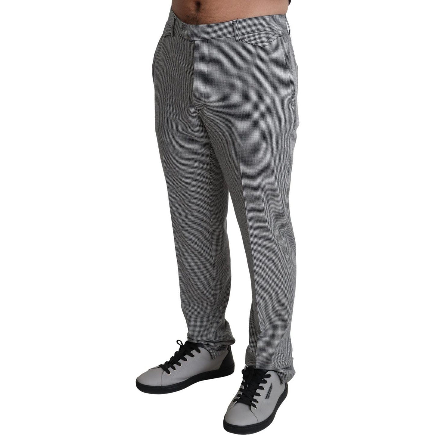 BENCIVENGA Elegant Checkered Wool Formal Trousers BENCIVENGA Dim Gray