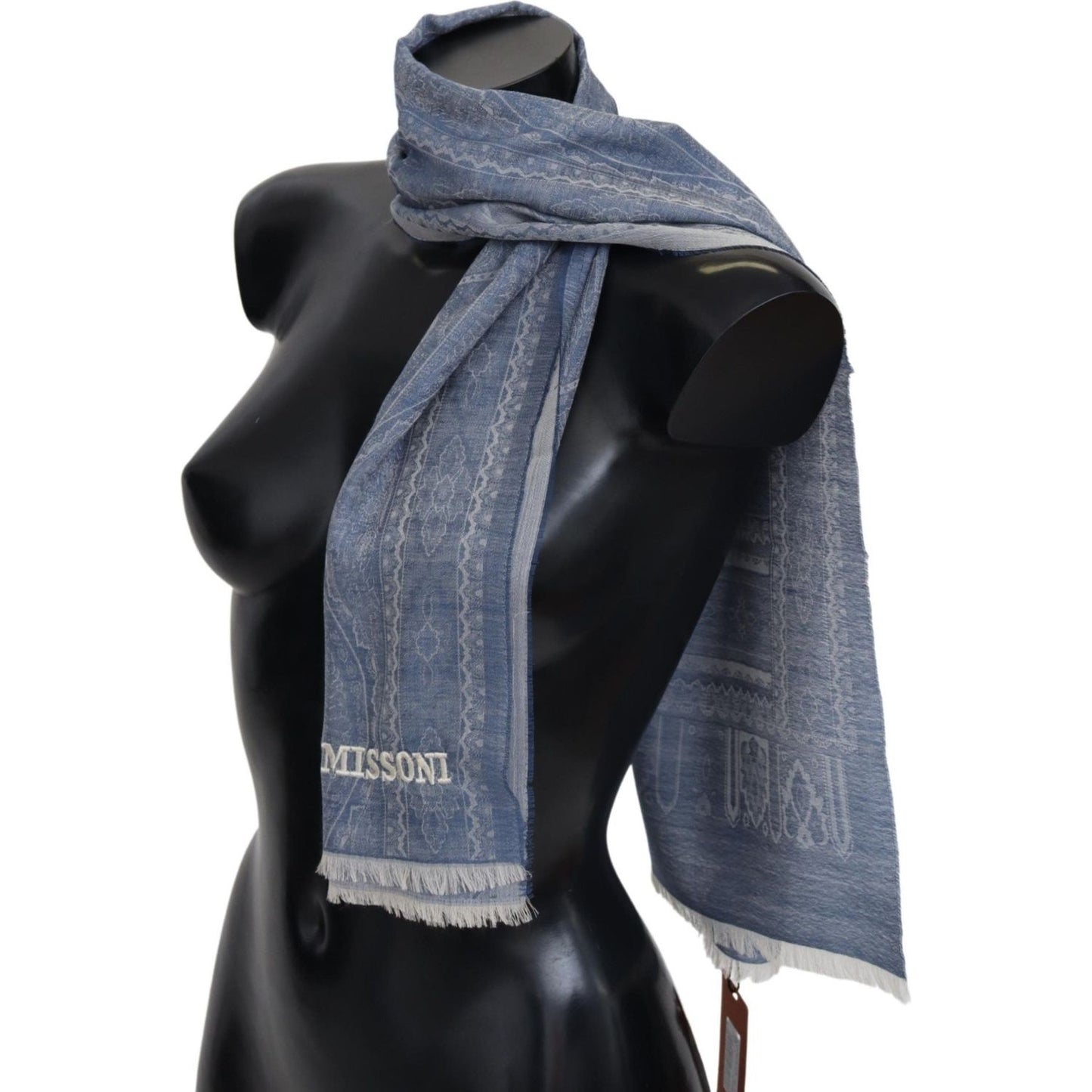 Missoni Elegant Cashmere Patterned Scarf Missoni Dark Slate Gray