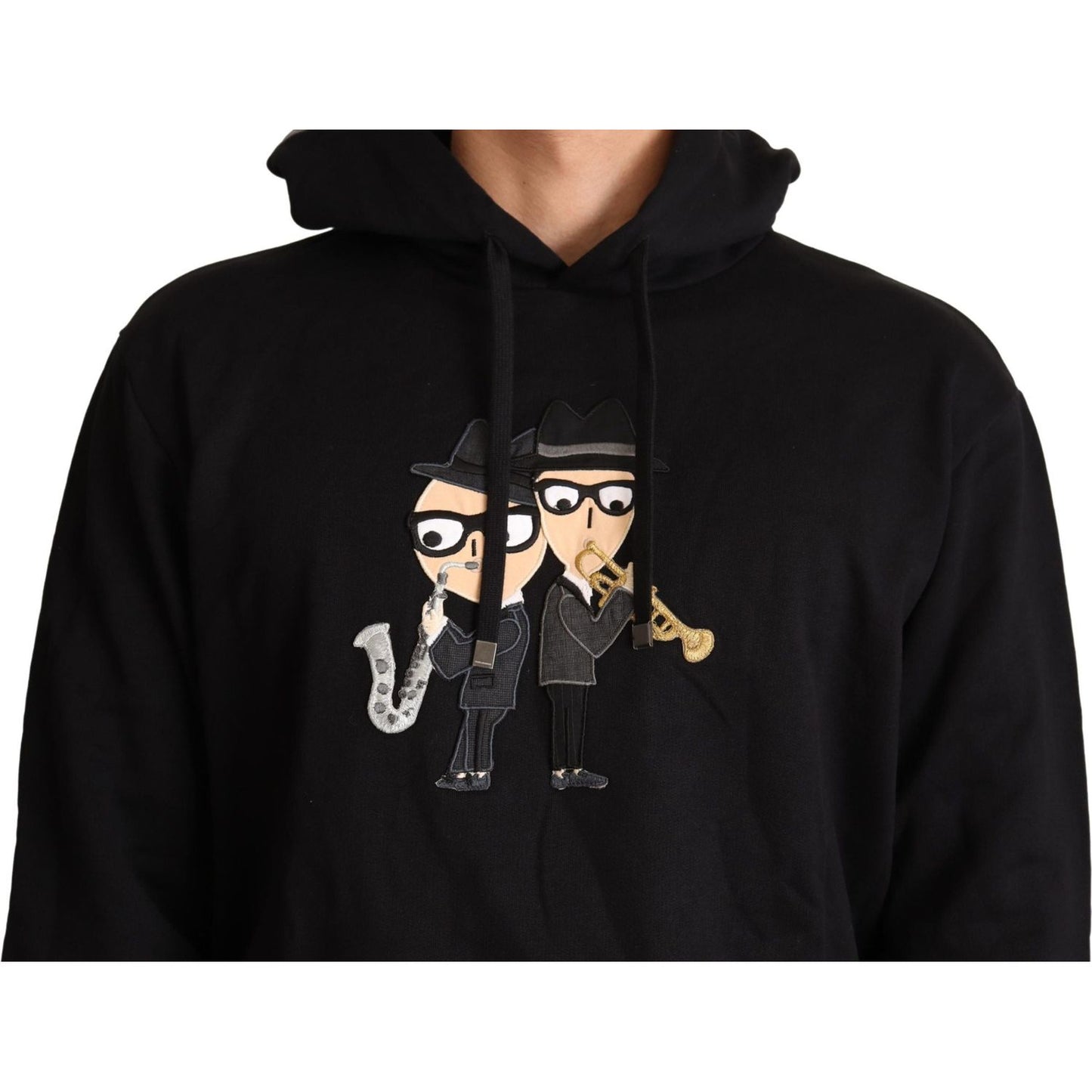 Dolce & Gabbana Elegant Embroidered Black Cotton Sweater Dolce & Gabbana Black