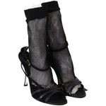 Dolce & Gabbana Black Suede Short Boots Sandals Shoes LA8942-39.5