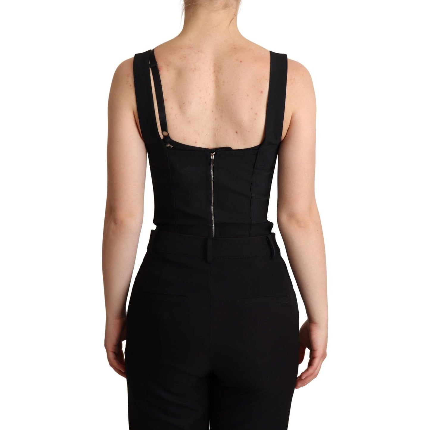 Dolce & Gabbana Elegant Black Lace Bodysuit Corset Dress Dolce & Gabbana Tan