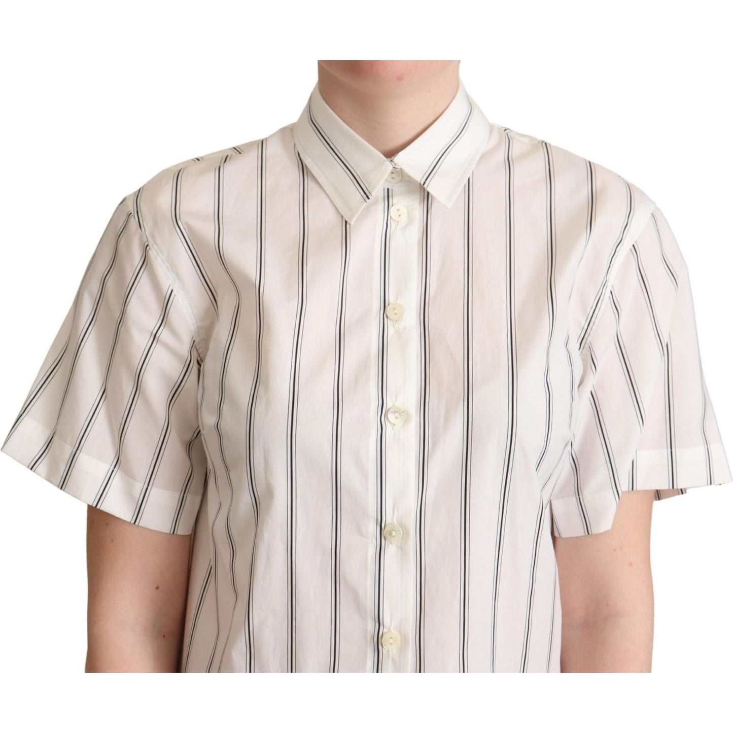 Dolce & Gabbana Elegant Striped Cotton Polo Top Dolce & Gabbana Light Gray
