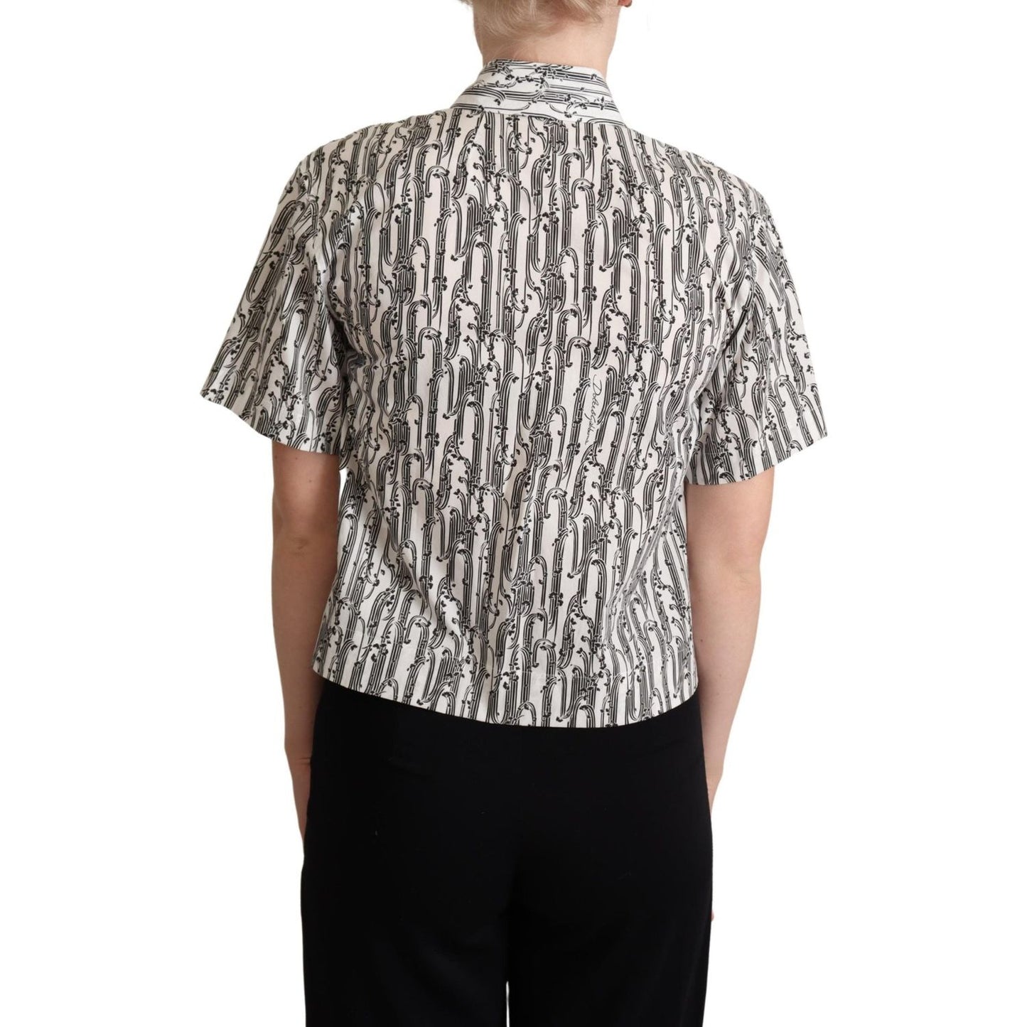 Dolce & Gabbana Elegant Floral Cotton Polo Top Dolce & Gabbana Dark Slate Gray