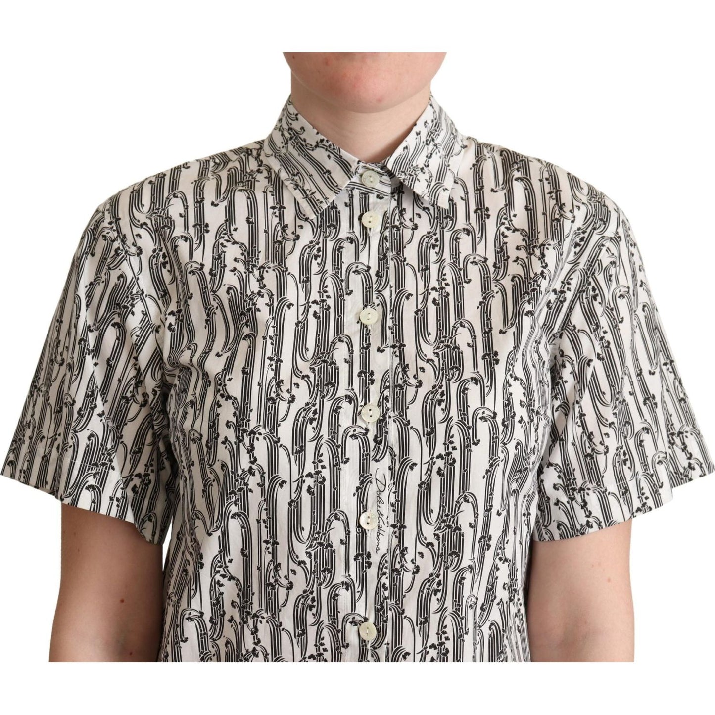 Dolce & Gabbana Elegant Floral Cotton Polo Top Dolce & Gabbana Gray