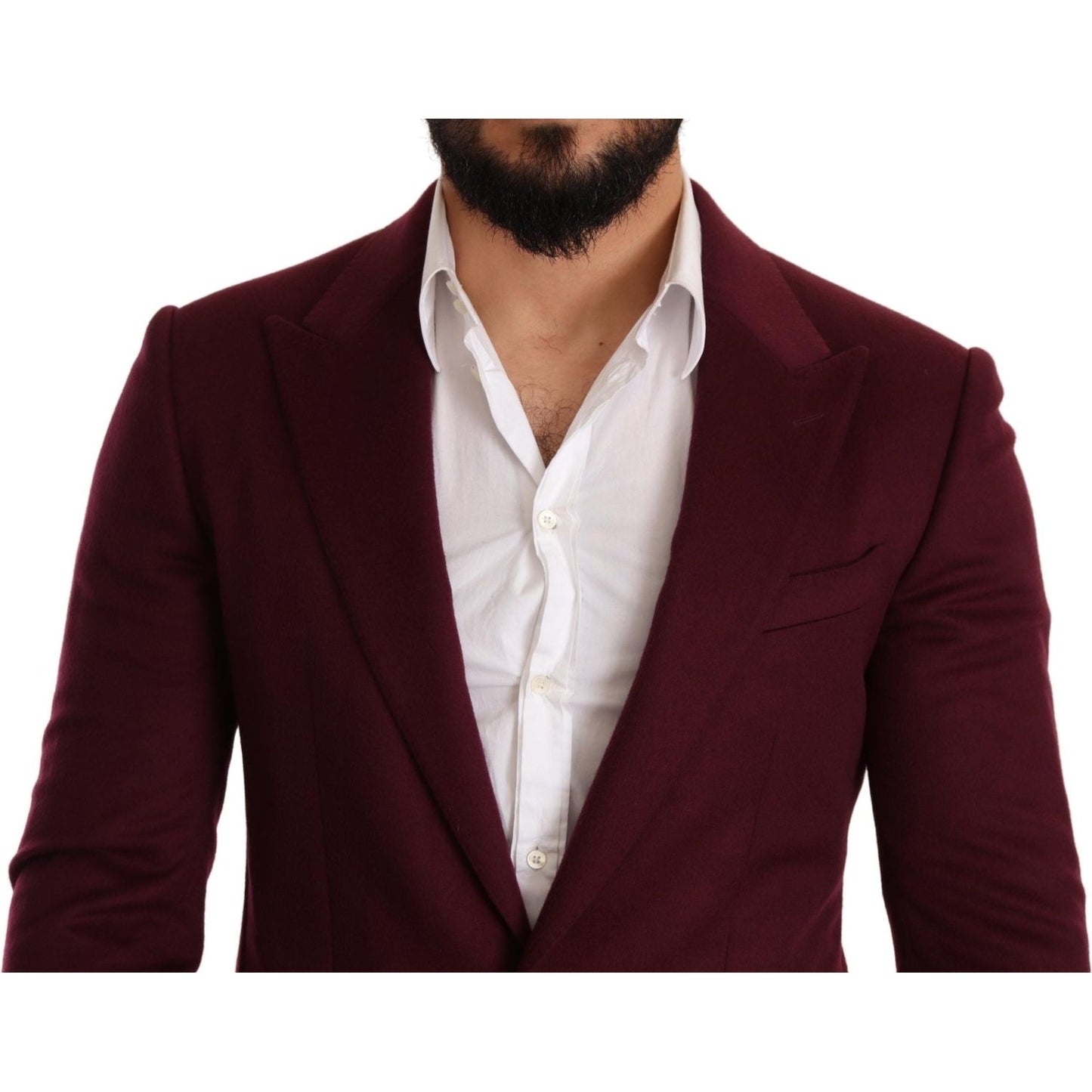 Dolce & Gabbana Elegant Maroon Bordeaux Cashmere Blazer Dolce & Gabbana Black