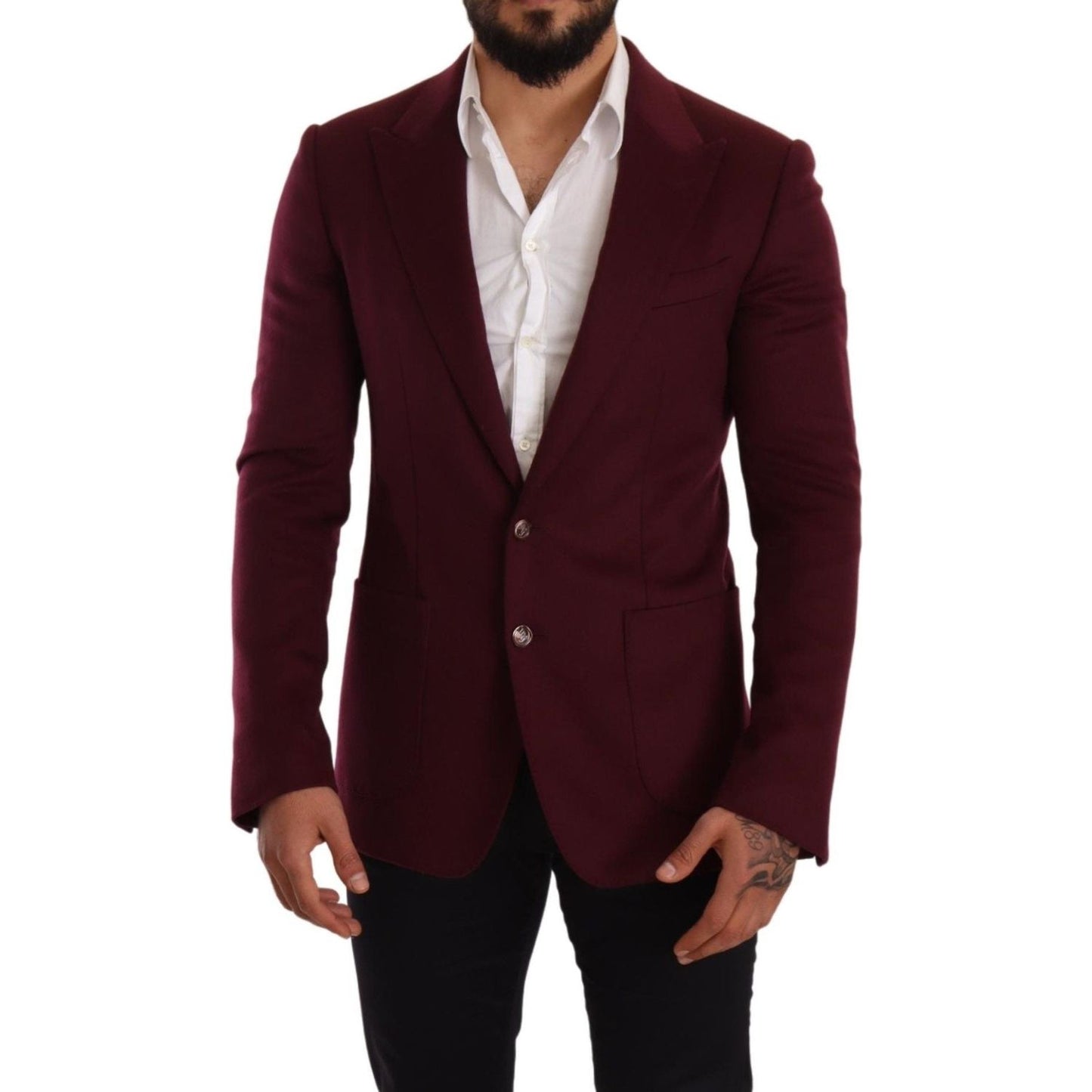 Dolce & Gabbana Elegant Maroon Bordeaux Cashmere Blazer Dolce & Gabbana Black