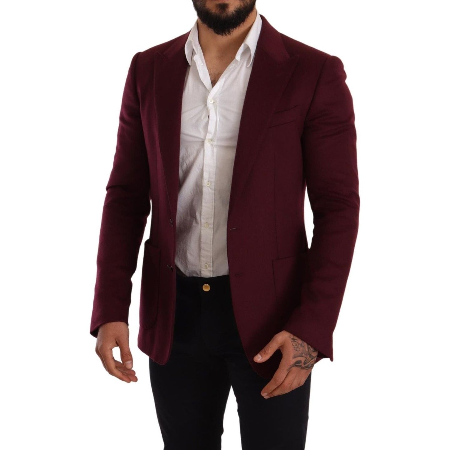Dolce & Gabbana Elegant Maroon Bordeaux Cashmere Blazer Dolce & Gabbana Black